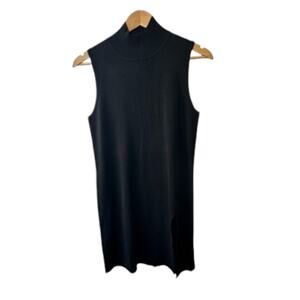 Cable & Gauge Black Mock Neck Sleeveless Ribbed Sheath Dress Women's Small New